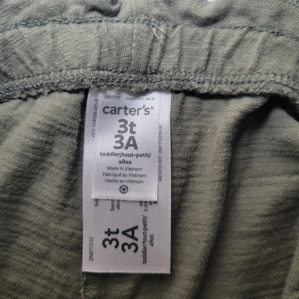 Carters Toddler Girls Olive Green Slub Knit Pull On Shorts Size 3T